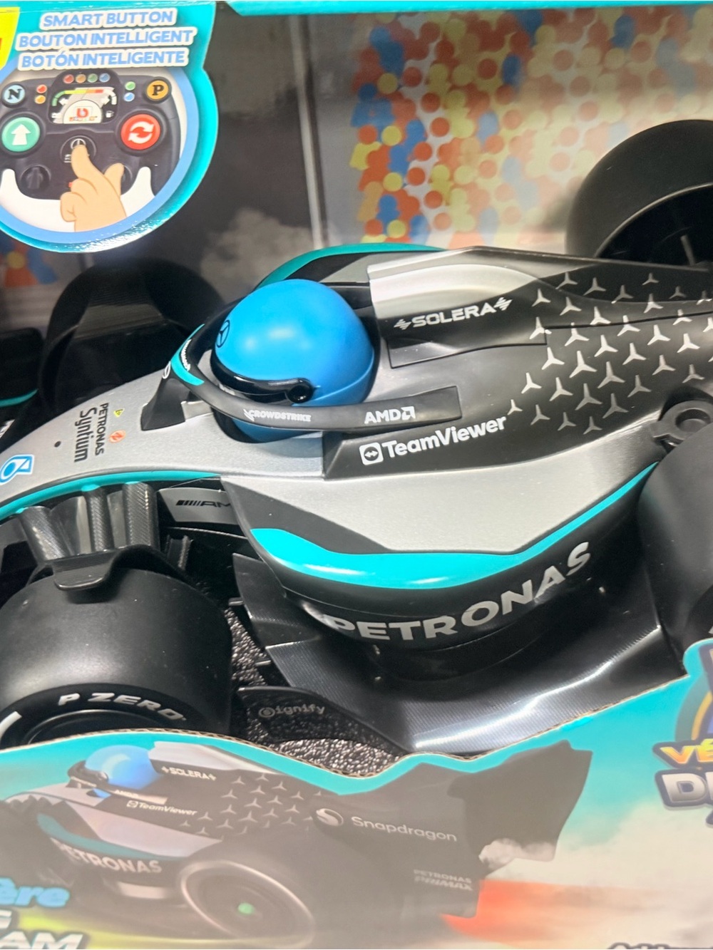 Remote Control Racing Car with Steering Wheel Controller - Black & Blue - Picture 5 of 12